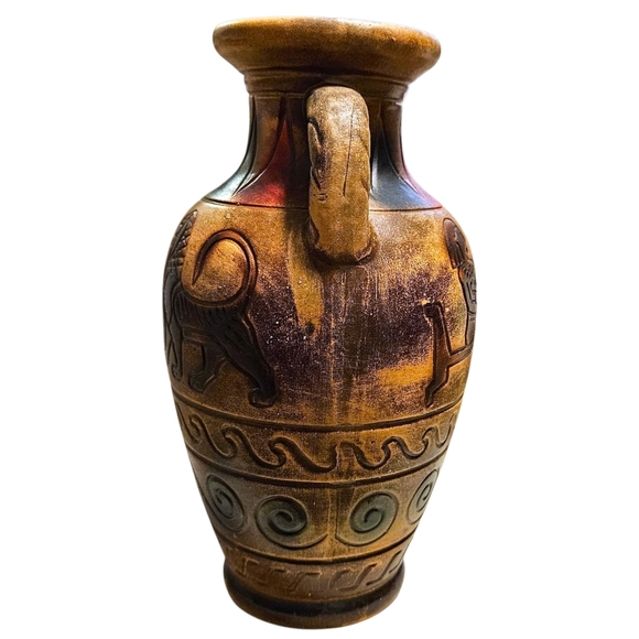 VTG Japanese Vase with Classical Motif Lions 9” Ceramic Urn 1950s-1970s Japan - Picture 4 of 14